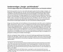 Hintergrundpapier: Sondervermögen "Energie- und Klimafonds"